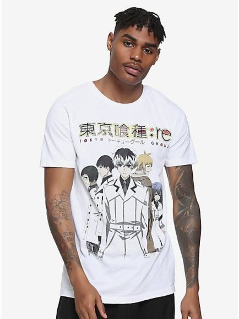 Tokyo Ghoul Men's White Tokyo Ghoul Re Group Graphic Casual T-Shirt Size XL